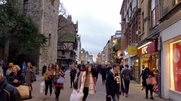 Pěší Zóna Oxfordu Anglie Oxford Velká Británie Ledna 2020 — Stock video