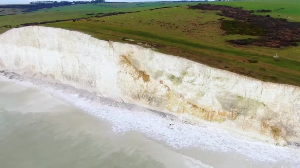 Белые Скалы Английском Побережье Кадры Воздуха — стоковое видео