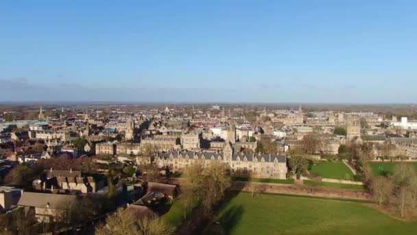 Christ Church University Oxford Partir Cima Vista Aérea — Vídeo de Stock
