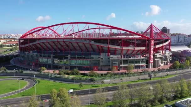 Вид Воздуха Футбольный Стадион Benfica Lisbon Названием Estadio Luz Lisbon — стоковое видео