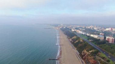 Bournemouth plajı ve İngiltere 'deki rıhtım - hava görüntüleri