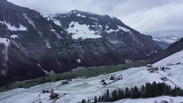 Wonderful Snowy Winter Landscape Alps Aerial View Aerial Footage — Stock Video