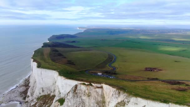 Weiße Klippen Der Englischen Küste Luftaufnahmen — Stockvideo