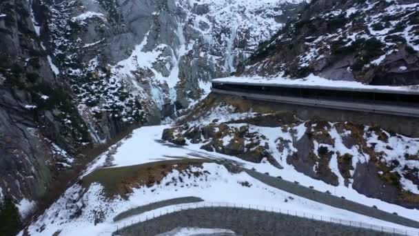 Maravilloso Paisaje Nevado Invierno Los Alpes Vista Aérea Imágenes Aéreas — Vídeo de stock