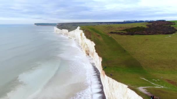 Erstaunliche Sieben Schwestern Der Englischen Küste Weiße Klippen Von Oben — Stockvideo