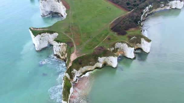 Old Harry Rocks Angleterre Vue Aérienne — Video