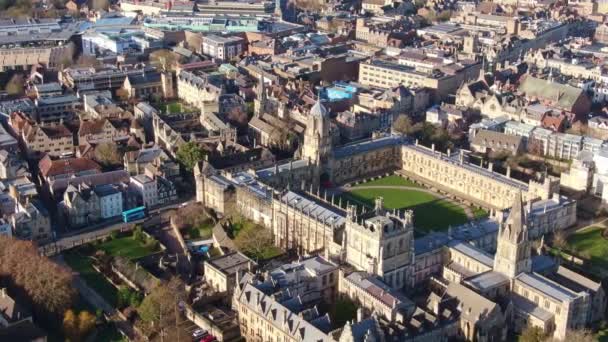 Christ Church University Oxford Aerial View — Stock Video