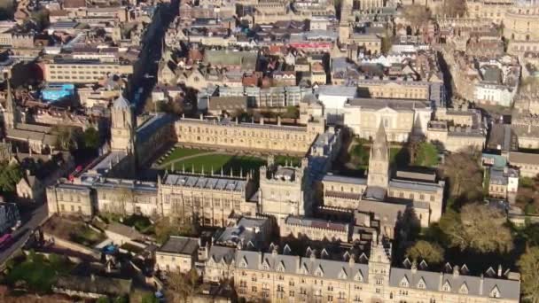 Stad Oxford Christ Church University Luchtfoto Luchtfoto — Stockvideo