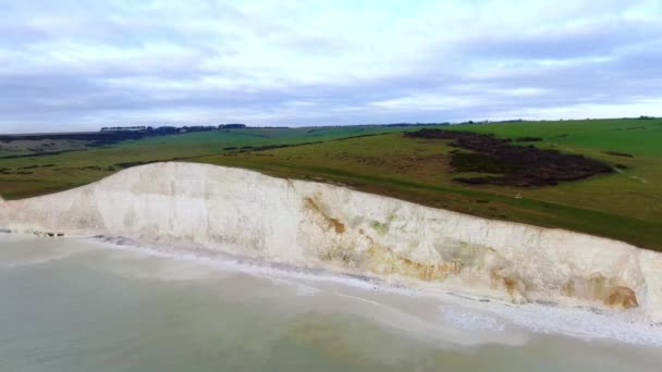 Seven Sisters Los Acantilados Blancos Costa Sur Inglaterra Imágenes Aéreas — Vídeos de Stock