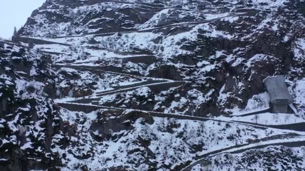 Maravilloso Paisaje Nevado Invierno Los Alpes Vista Aérea Imágenes Aéreas — Vídeos de Stock