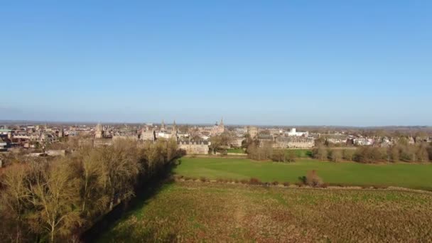 Stad Oxford Christ Church University Luchtfoto Luchtfoto — Stockvideo