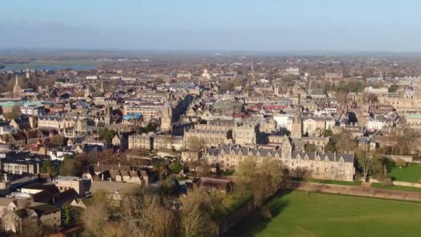 Cidade Oxford Christ Church University Fotografia Aérea Vista Aérea — Vídeo de Stock