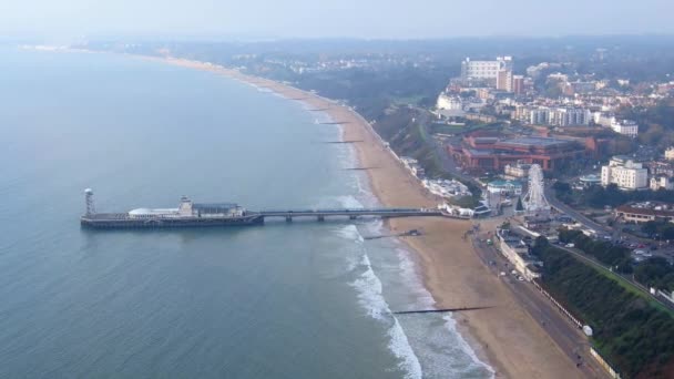Bournemouth Plajı Ngiltere Deki Rıhtım Hava Görüntüleri — Stok video