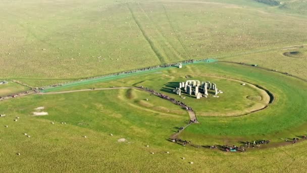 Famous Stonehenge England Aerial View Footage — Stock Video