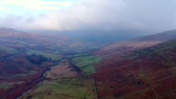 Brecon Beacons National Park Wales Aerial View Footage — Stock Video