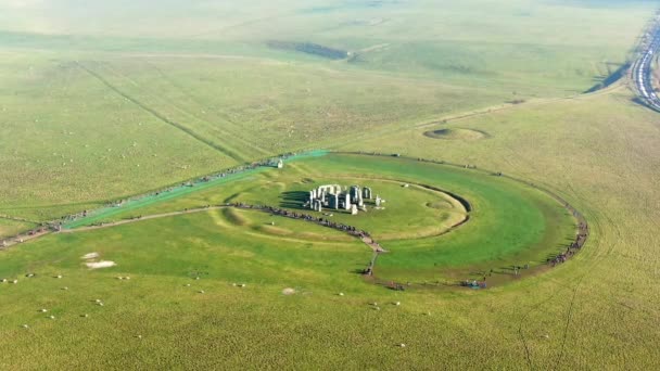 Famous Stonehenge England Aerial View Footage — Stock Video