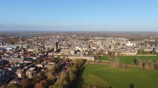 Voo Sobre Cidade Oxford Christ Church University Imagens Aéreas — Vídeo de Stock