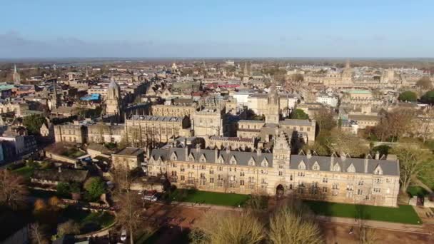 Cidade Oxford Christ Church University Fotografia Aérea Vista Aérea — Vídeo de Stock