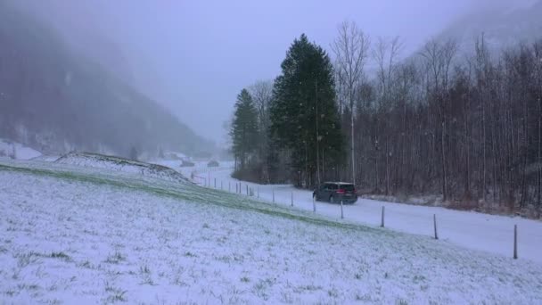 Meraviglioso Paesaggio Invernale Innevato Nelle Alpi Vista Aerea Riprese Aeree — Video Stock