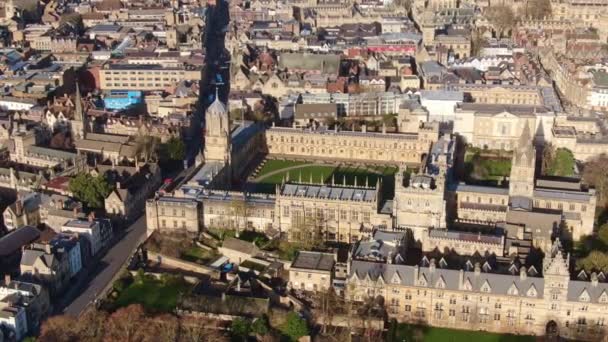 City Oxford Christ Church University Aerial View Aerial Photography — ストック動画
