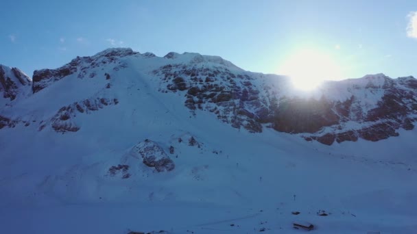 Schweiziska Alperna Vintern Flyg Över Underbara Snöberg Flygbilder — Stockvideo