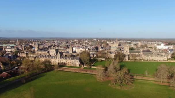 Ciudad Oxford Christ Church University Vista Aérea Fotografía Aérea — Vídeos de Stock