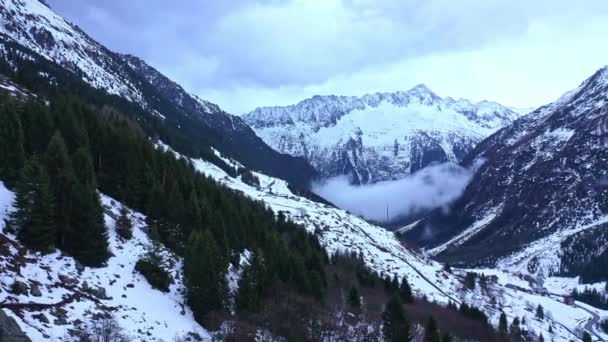 Swiss Alps Winter Flight Wonderful Snow Mountains Aerial Footage — Stock Video
