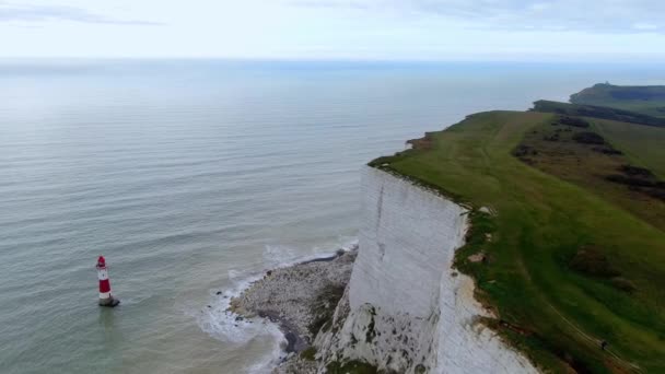 Volo Sulle Bianche Scogliere Della Costa Meridionale Inglese Riprese Aeree — Video Stock