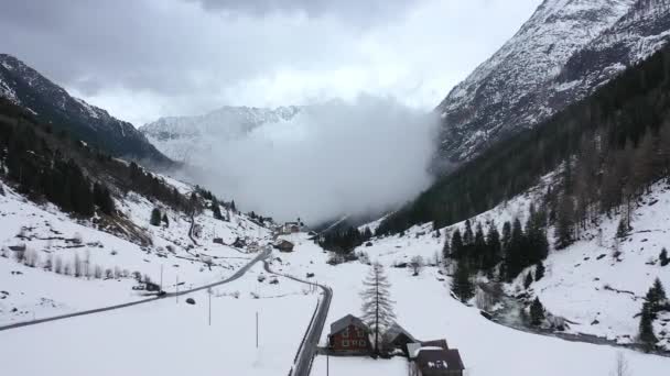 Nádherná Zasněžená Zimní Krajina Alpách Letecký Pohled Letecké Záběry — Stock video