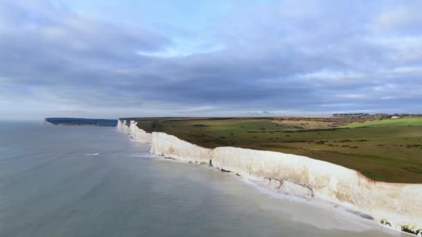 Prachtige Engelse Zuidkust Van Boven Drone Beelden — Stockvideo