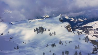Wonderful snowy winter landscape in the Alps - aerial view - aerial photography