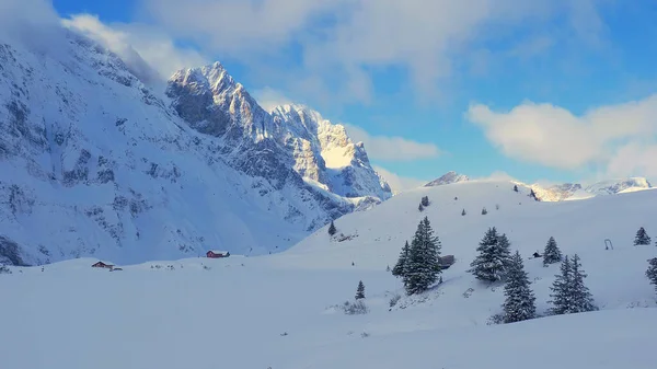 Beaux Domaines Skiables Pistes Dans Les Alpes Suisses Photographie Voyage — Photo