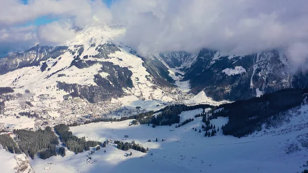 Montagne Innevate Giornata Invernale Sulle Alpi Vista Aerea Fotografia Aerea — Foto Stock