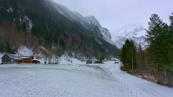 Meraviglioso Paesaggio Invernale Innevato Nelle Alpi Vista Aerea Fotografia Aerea — Foto Stock