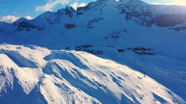 Maravilhosa Paisagem Nevada Inverno Nos Alpes Vista Aérea Fotografia Aérea — Fotografia de Stock