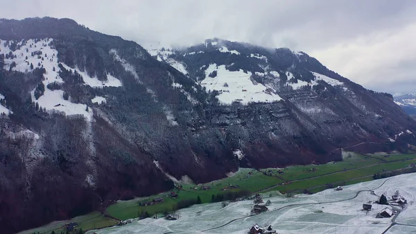 Meraviglioso Paesaggio Invernale Innevato Nelle Alpi Vista Aerea Fotografia Aerea — Foto Stock