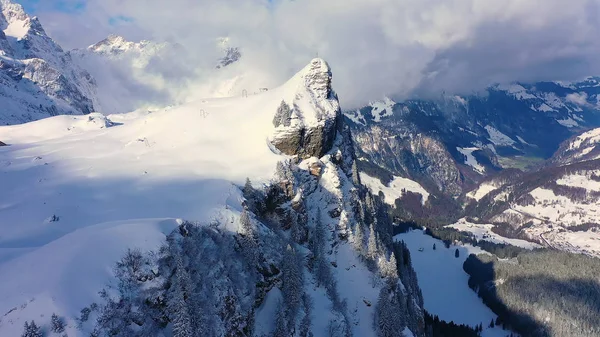 Wonderful Snowy Winter Landscape Alps Aerial View Aerial Photography — Stok fotoğraf