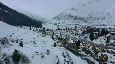 Wonderful snowy winter landscape in the Alps - aerial view - aerial photography