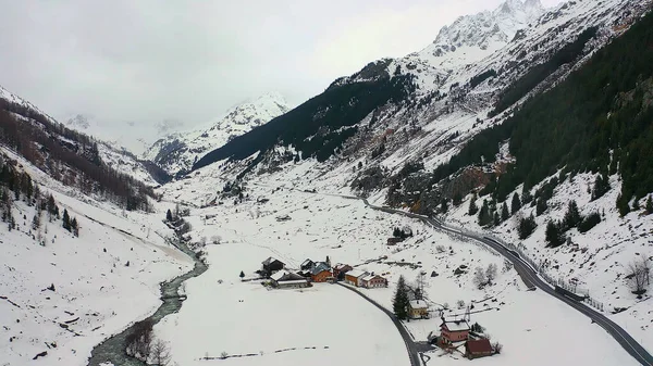 Meraviglioso Paesaggio Invernale Innevato Nelle Alpi Vista Aerea Fotografia Aerea — Foto Stock