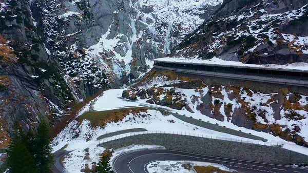 Prachtig Besneeuwd Winterlandschap Alpen Luchtfoto Luchtfotografie — Stockfoto