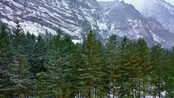 Merveilleux Paysage Hivernal Enneigé Dans Les Alpes Vue Aérienne Photographie — Photo