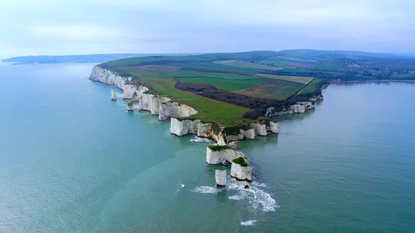 Old Harry Rocks in England - aerial view — Stock Photo, Image