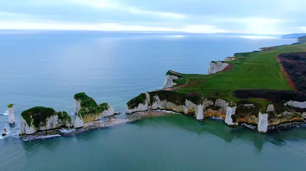 Old Harry Rocks in England - aerial view — Stock Photo, Image