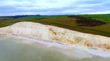 White cliffs at the English coast - aerial view clipart