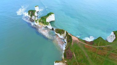 Old Harry Rocks in England - aerial view clipart