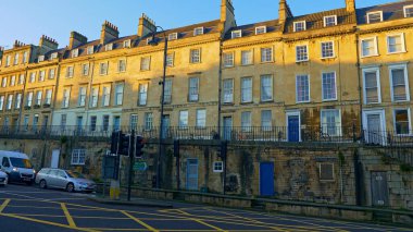 Bath England 'daki tipik kasaba evleri - Bath, İngiltere - 30 Aralık 2019