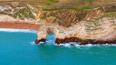Durdle Door at the Jurassic coast in England - aerial view