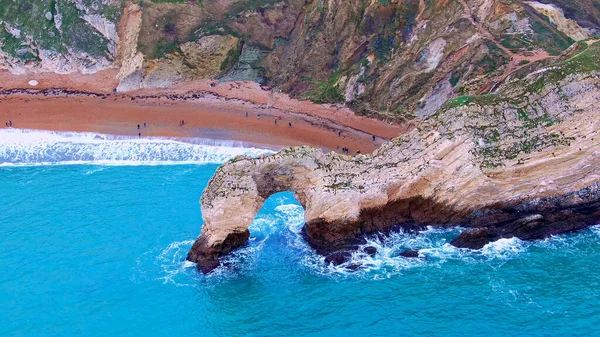 Durdle Door sulla costa giurassica in Inghilterra - vista aerea — Foto Stock