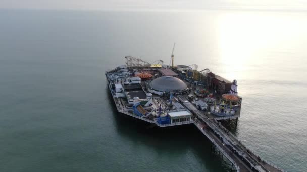 Brighton Pier England Aerial View Brighton United Kingdom December 2019 — 비디오