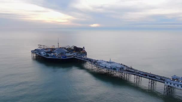 Brighton Pier England Vista Aérea Brighton Reino Unido Dezembro 2019 — Vídeo de Stock